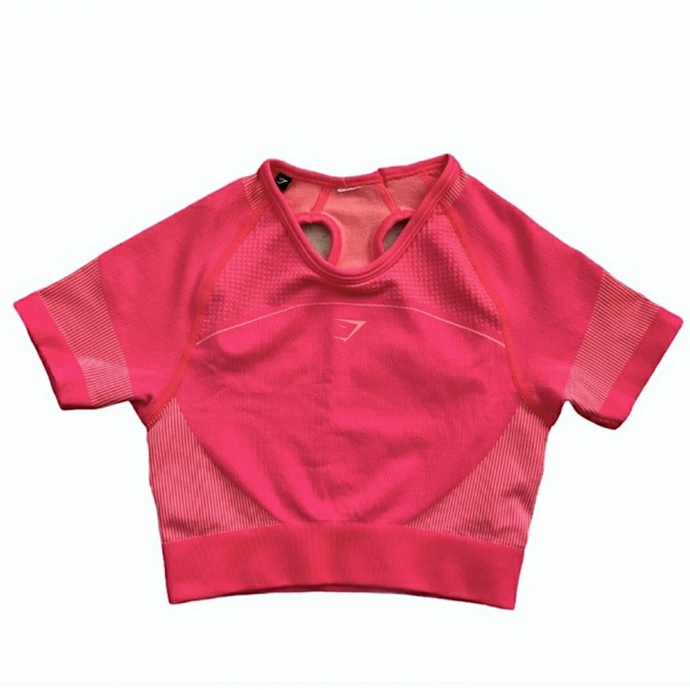 GYMSHARK Neon Pink Ultra Seamless Short Sleeve Crop Top Slim Fit